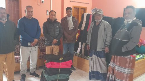 যুক্তরাষ্ট্র প্রবাসী ছদরুল আমিন তালুকদারের উদ্যোগে জগন্নাথপুরে শীতার্তদের মাঝে কম্বল বিতরণ