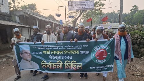 নূরনগরে গাজী নজরুলের সমর্থনে পথসভা ও নির্বাচনী মিছিল