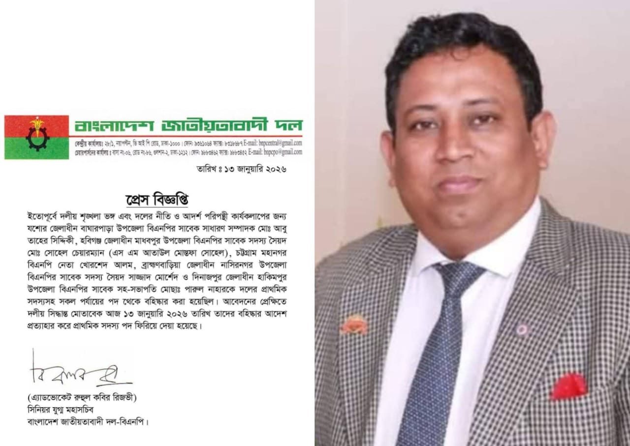 বিএনপিতে ফিরলেন সৈয়দ সাজ্জাদ মোর্শেদসহ পাঁচ নেতা