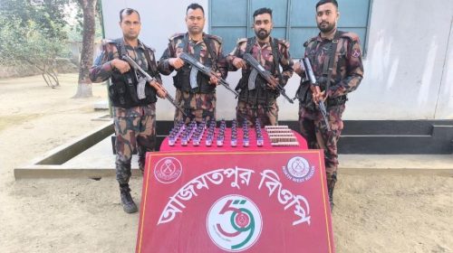 সীমান্তে ৫৯ বিজিবির অভিযানে বিপুল পরিমাণ নেশাজাতীয় পণ্য জব্দ