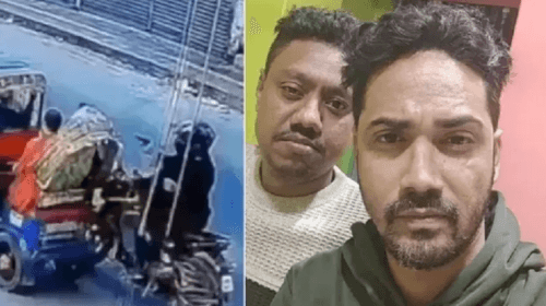 ওসমান হাদিকে গুলি করার দৃশ্য (বাঁয়ে), গ্রেপ্তার দুই আসামি ফয়সাল ও আলমগীর। ছবি: সংগৃহীত