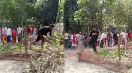 বাবার কবরের বেড়া ভাঙচুর ছেলে। ছবি: সংগৃহীত