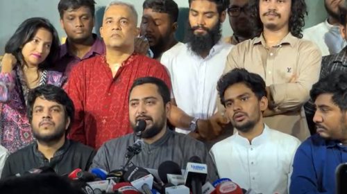 সংবাদ সম্মেলনে মো. নাহিদ ইসলাম | ছবি : সংগৃহীত