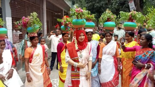 শোভাযাত্রা-সংস্কৃতিতে মুখর গোমস্তাপুরে বৈশাখ বরণ